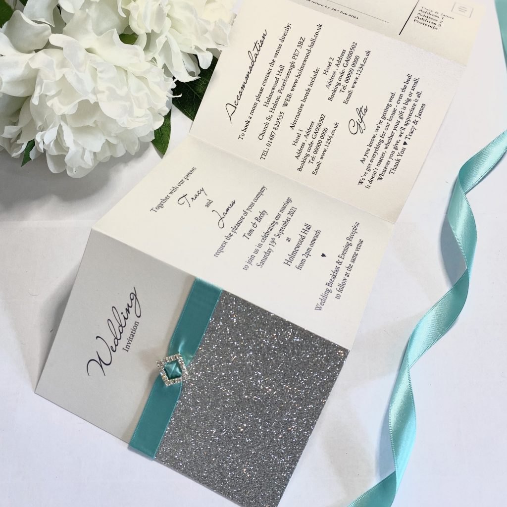 Download Luxury folded invitation with glitter and diamante buckle ...