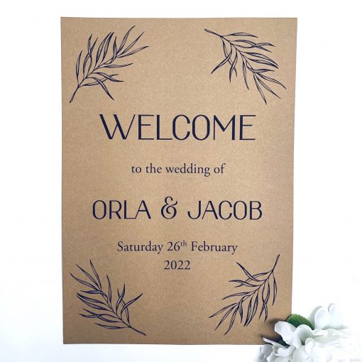 welcome board, kraft, rustic