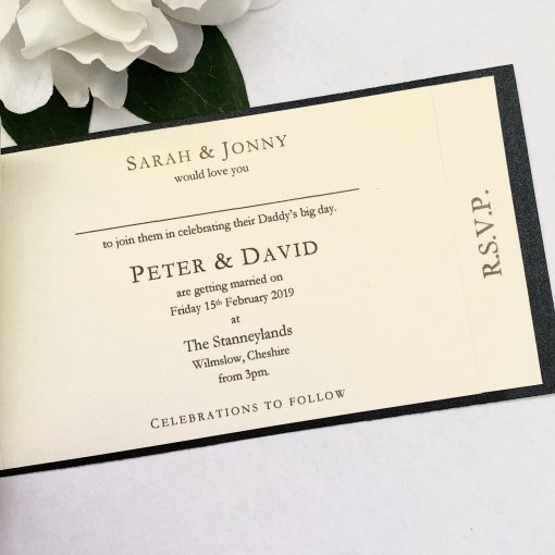 Daddy and Daddy are getting married themed cheque book