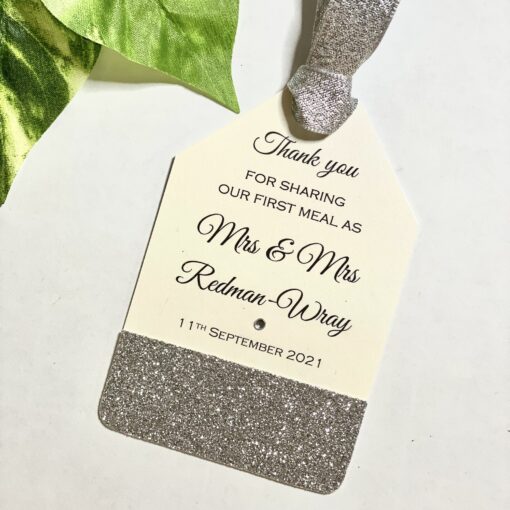 Silver glitter Thank you tags