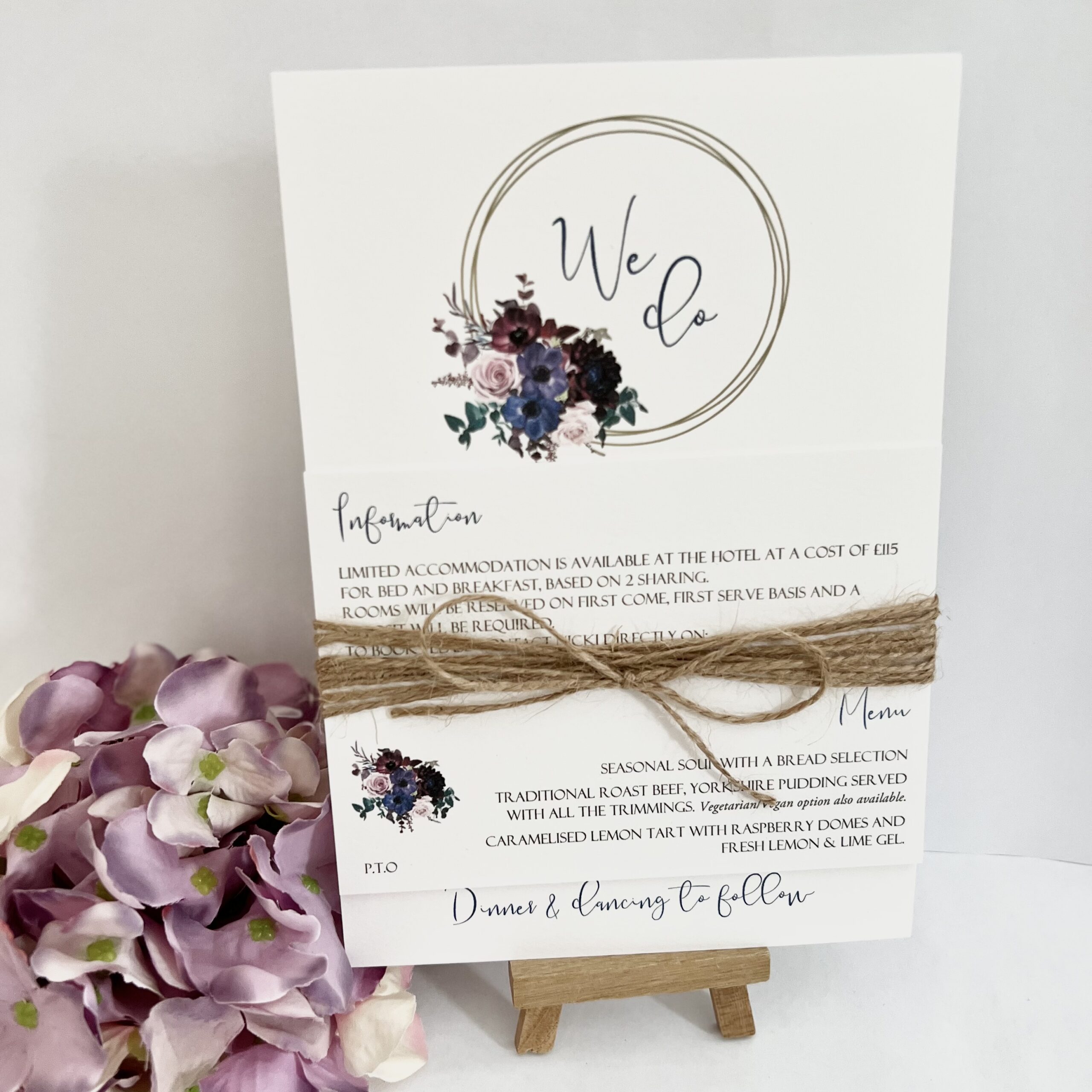 Rustic bundle Invitation with pretty floral design