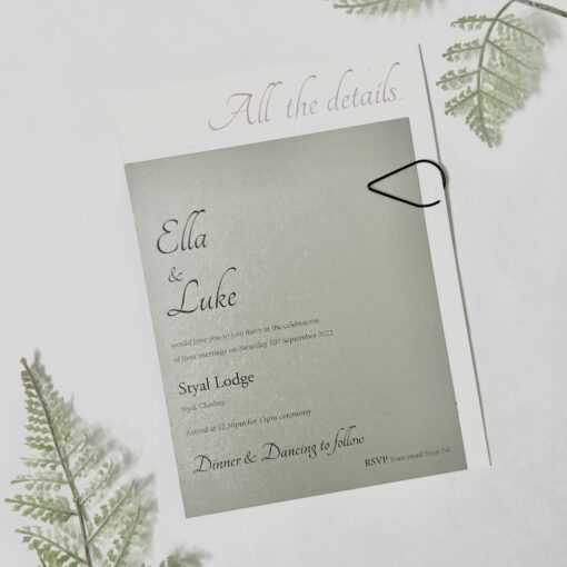 Contemporary Invitation bundle with silver card and timeline