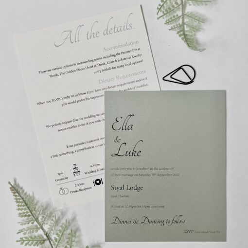 Contemporary Invitation bundle with silver card and timeline