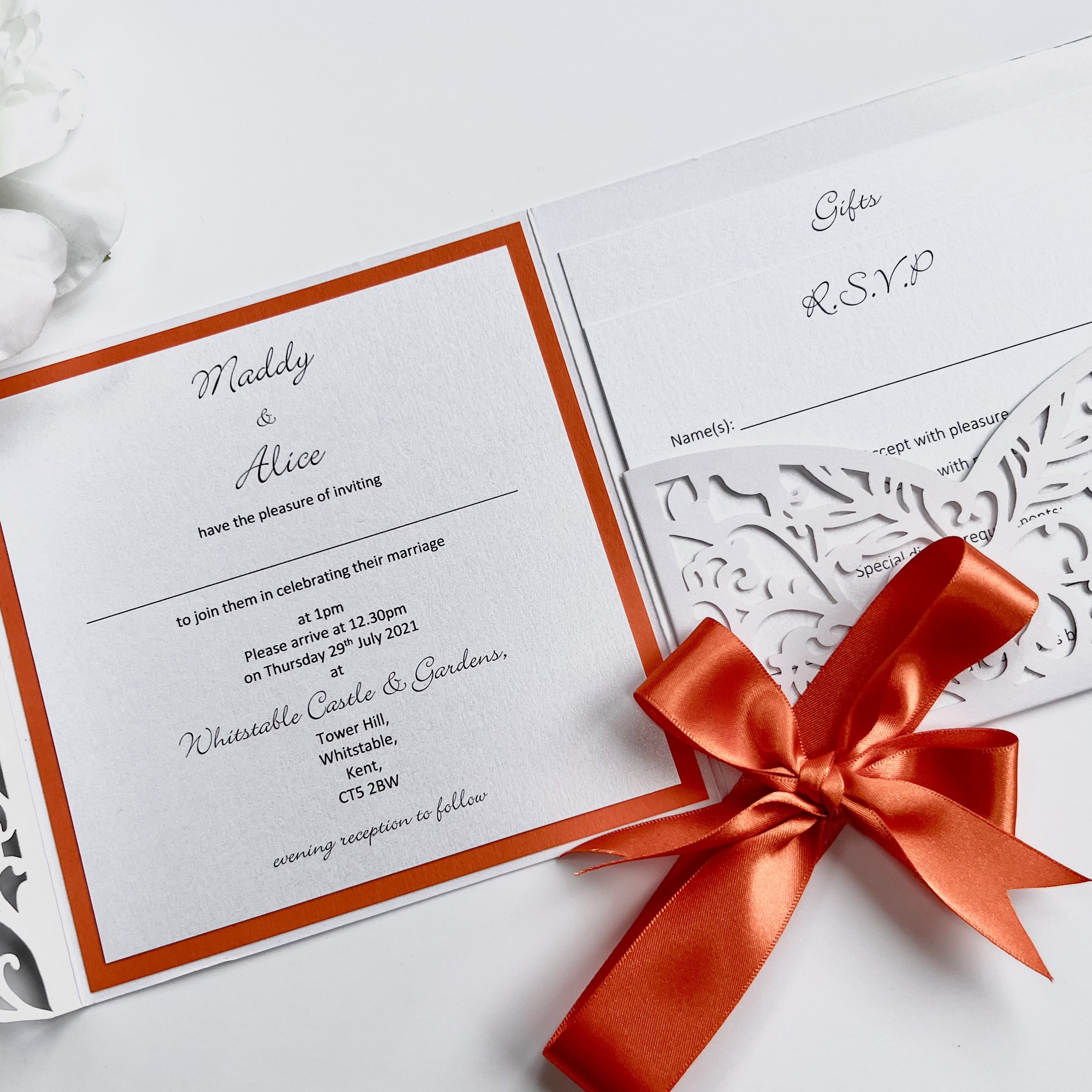 Orange Wedding Invitations Envelope Pocket Invitation Card, Invitation