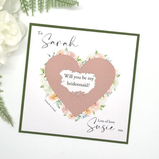 Scratch reveal bridesmaid card