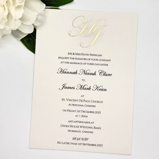 Classic flat invitation with traditional hot foil