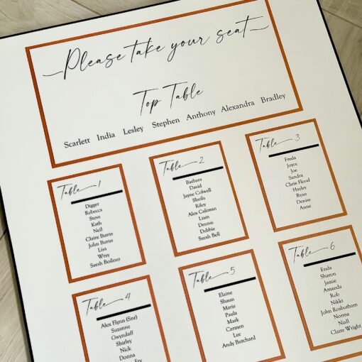 Contemporary design Orange and Black Table plan