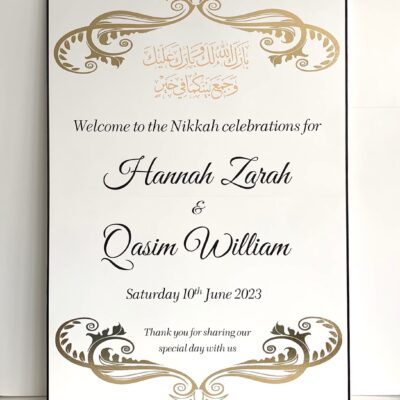 A2 gold foiled welcome board