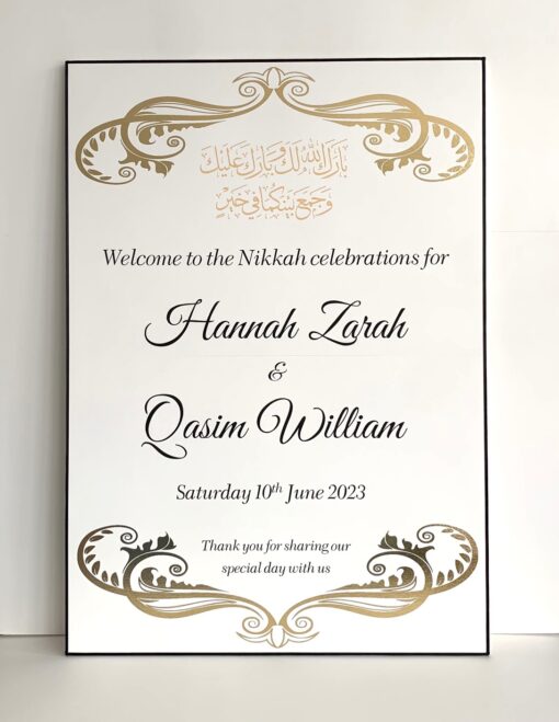 A2 gold foiled welcome board