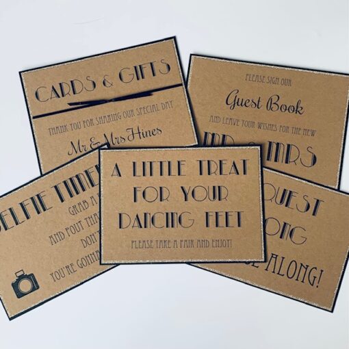 Rustic Art Deco themed Wedding Signs