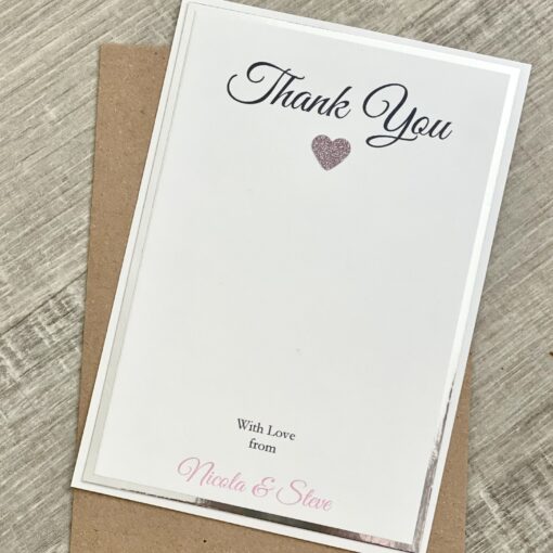 Personalised Thank you card with pink heart - Image 2