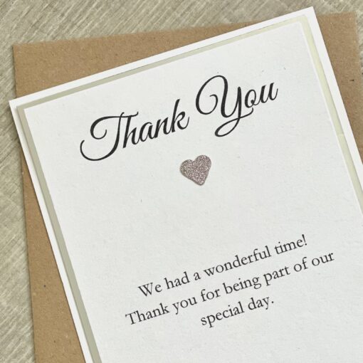 Personalised Thank you card with pink heart