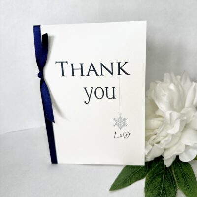 Thank you card with snowflake and monogram